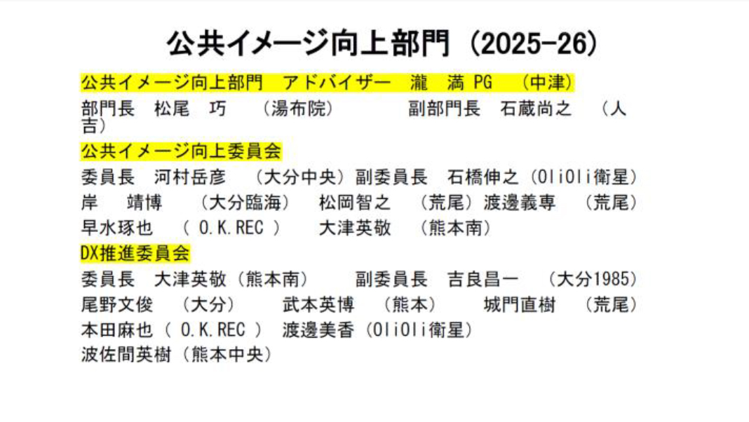 公共イメージ部門　活動方針